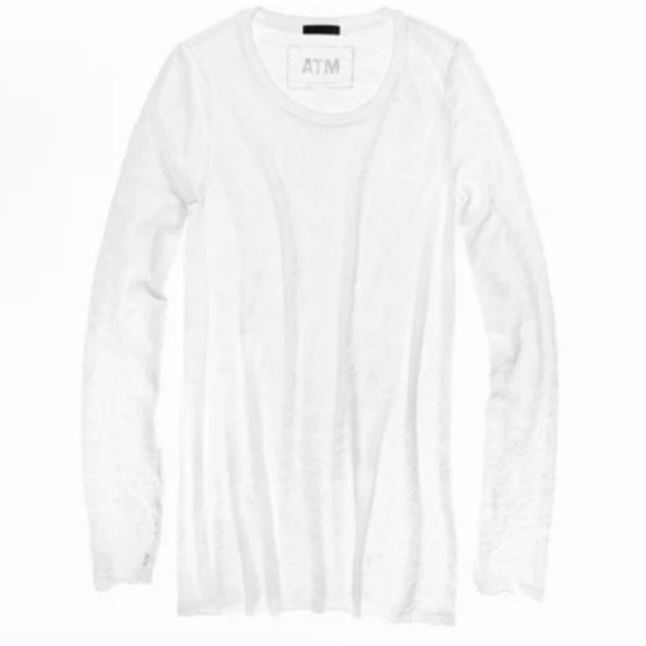 ATM Anthony Thomas Melillo Tee Sub Jersey Long Sleeve Destroyed Wash Tee - Picture 3 of 9